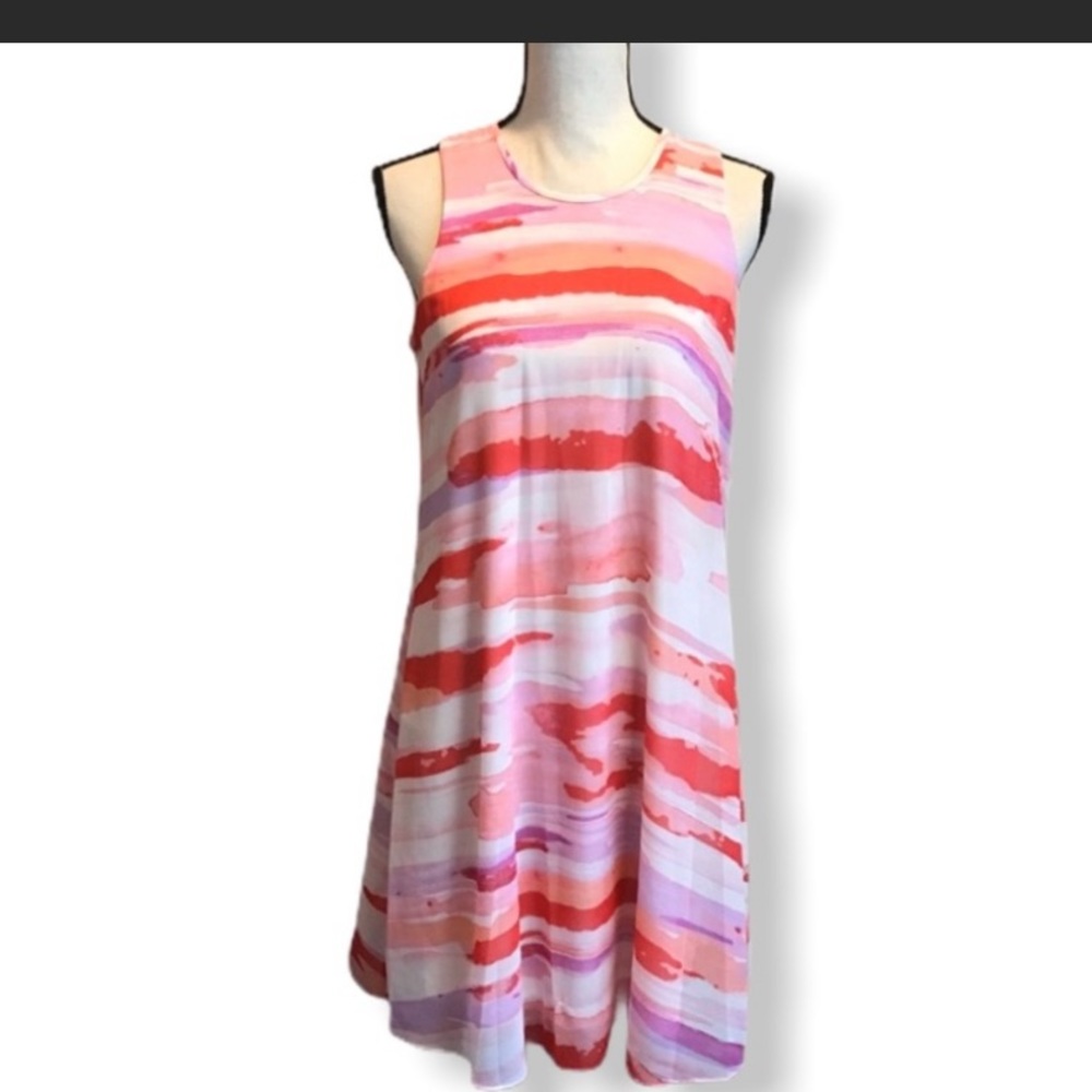 Calvin Klein pink watercolor print Trapeze Dress